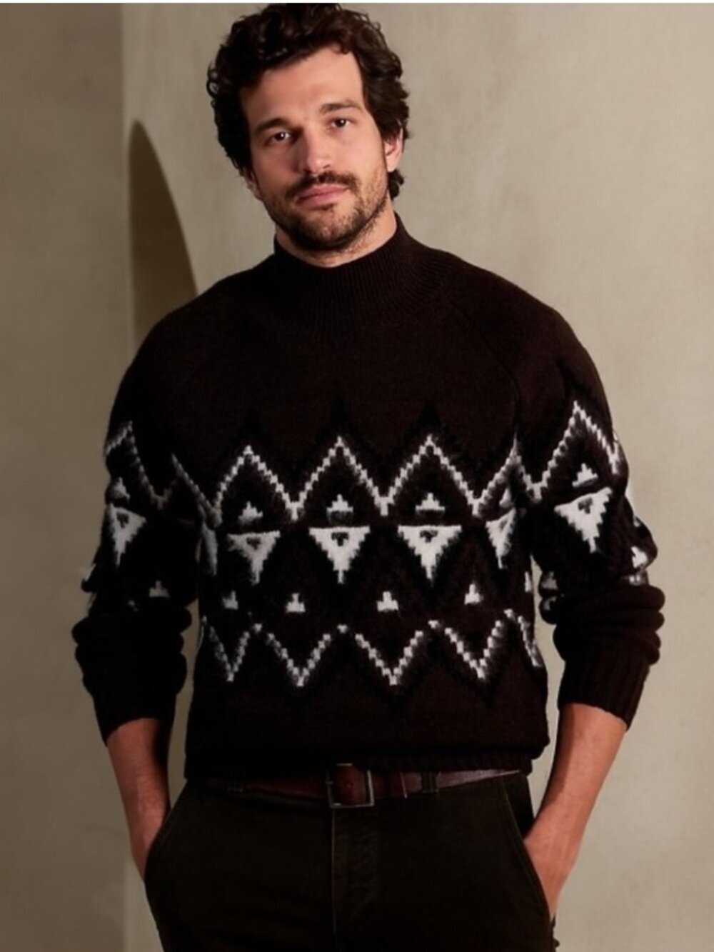 Banana Republic Como Fair Isle Sweater Men’s Size Medium Brown